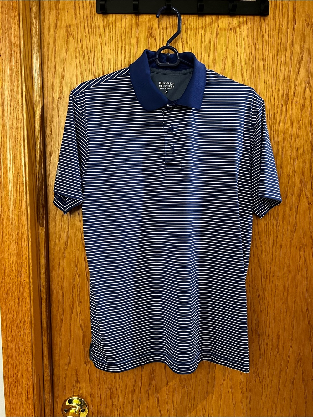 Brooks Brothers Navy and White Striped Performance Polo Size Small